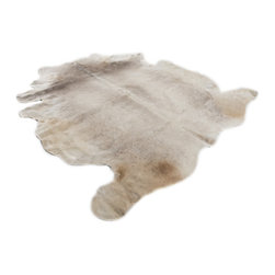 Luxury Natural Cowhide Area Rug, Handmade, Gray, White, Hair-on-Hide, 7'0"x6'0" - Area Rugs