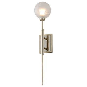 Tempest 1-Light LED Wall Sconce, Satin Silver Leaf Finish, Clear Glass Shade