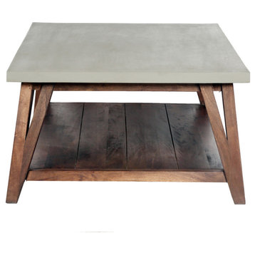 Alaterre Furniture Brookside 48" Wood with Concrete-Coating Coffee Table