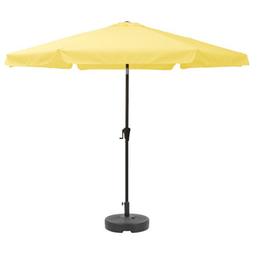 10' Round Tilting Yellow Patio Umbrella, Round Umbrella Base
