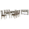 Zaria Champagne Wood 10 Piece Extendable Dining Set, Table, 8 Chairs, Server