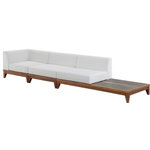 Meridian Furniture - Rio Water Resistant Fabric  Patio 3-Piece Modular Sofa, Off White - Build the seating group you need for your outdoor entertaining area with one or more selections from the Rio collection including this Rio outdoor off-white water resistant modular sofa. A solid acacia wood frame provides sturdy dependability for this sofa, ensuring its long-lasting performance and impeccable beauty. The plump cushions are encased in resilient water resistant fabric to keep them looking luxuriously beautiful for seasons to come. Attach other units in the collection to this sofa with convenient latches.