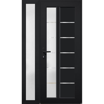 Exterior Prehungdoor Frosted Glass Manux 8088 Matte Black Side Exterior