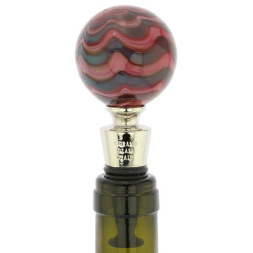 GlassOfVenice Murano Glass Bottle Stopper - Festooned Red