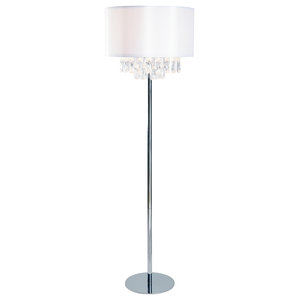 Trendy Romantic Sheer Shade Floor Lamp With Hanging Crystals