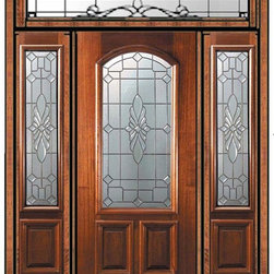 Pre-hung Side lights-Transom Door 80 Mahogany Versailles Arch Lite - Front Doors