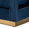 Neville Navy Blue Velvet Upholstered and Gold Finished Metal Armchair