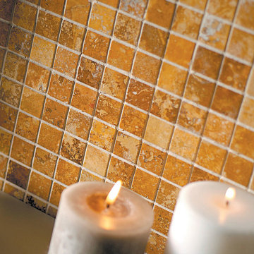 Golden Sienna Honed&filled 12×12 1×1 Travertine Mosaics