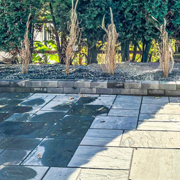 Natural Blue Stone Patio with Structured Planting Bed