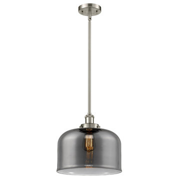 Ballston X-Large Bell 1 Light Pendant, Brushed Satin Nickel, Plated Smoke Glass