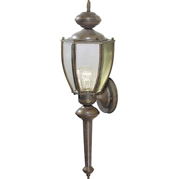 1-Light Exterior Wall Mount, Polished Brass