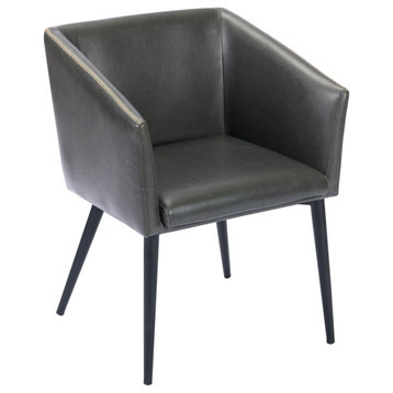 1 x Modern Faux Leather Barrel Chair, Grey