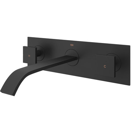 VIGO Titus Dual Lever Wall Mount Bathroom Faucet, Matte Black