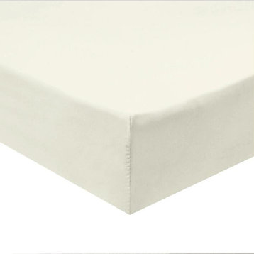 King Size Fitted Sheets 100% Cotton 600 Thread Count Solid (Ivory)