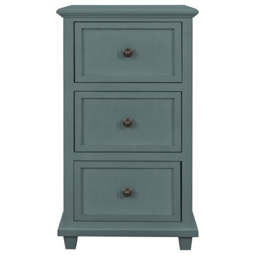 Aged Seafoam Three Drawer Side Table 13"Wx30"H16"D