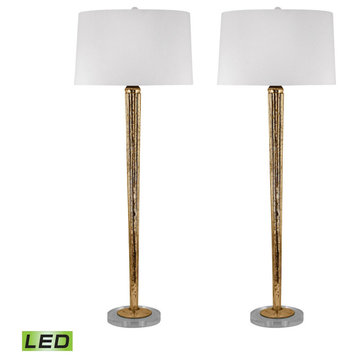 Mercury Glass LED Candlestick Lamp, Gold