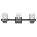 Innovations Lighting - Innovations 310-3W-BK-CL 3-Light Bath Vanity Light, Black - Innovations 310-3W-BK-CL 3-Light Bath Vanity Light Black. Style: Retro, Art Deco. Metal Finish: Black. Metal Finish (Canopy/Backplate): Black. Material: Cast Brass, Steel, Glass. Dimension(in): 6(H) x 24(W) x 6. 25(Ext). Bulb: (3)60W G9,Dimmable(Not Included). Maximum Wattage Per Socket: 60. Voltage: 120. Color Temperature (Kelvin): 2200. CRI: 99. Lumens: 450. Glass Shade Description: Clear Wellfleet Glass. Glass or Metal Shade Color: Clear. Shade Material: Glass. Glass Type: Transparent. Shade Shape: Rectangular. Shade Dimension(in): 4(W) x 5. 5(H) x 4(Depth). Backplate Dimension(in): 4. 5(H) x 4. 5(W) x 0. 75(Depth). ADA Compliant: No. California Proposition 65 Warning Required: Yes. UL and ETL Certification: Damp Location.