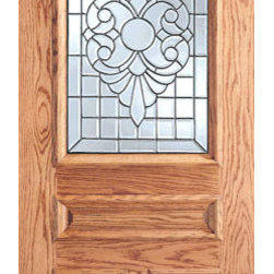 Scrollwork Grid Design Glass, 3-Panel 1/2 Lite Exterior Single Door - Front Doors