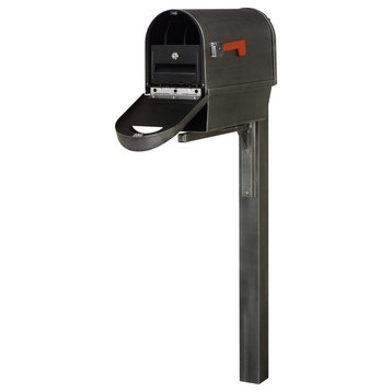 Classic Mailbox With Newspaper Tube, Locking Insert and Post, Swedish Silver