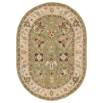 Safavieh Antiquity Collection AT21 Rug, Sage, 4'6"x6'6" Oval