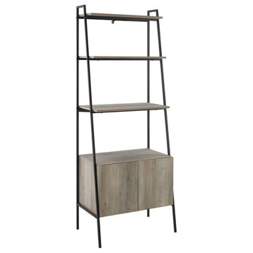 72-inch Grey Wash Wood and Metal Ladder Storage Shelf