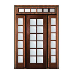 Prehung French Side lights-Transom Door 96 Mahogany Full Lite 12 Lite - Patio Doors