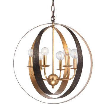 Luna 6-Light 23" Chandelier in English Bronze And Antique Gold