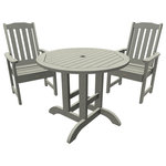 Highwood USA - Lehigh 3-Piece Round Dining Set, Coastal Teak - 100% Made in the USA - backed by US warranty and support
