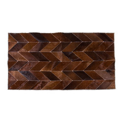 Modern Cowhide Patchwork Area Rug, Rectangle, Brown, 6&rsquo;10&rdquo;x4&rsquo;0&rdquo; - Area Rugs