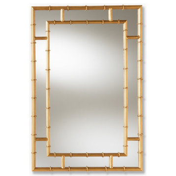 Baxton Studio Adra Decorative Bamboo Wall Mirror in Gold