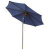 Yescom 9ft 8 Ribs Wooden Patio Umbrella Outdoor Garden Easy Tilt Navy