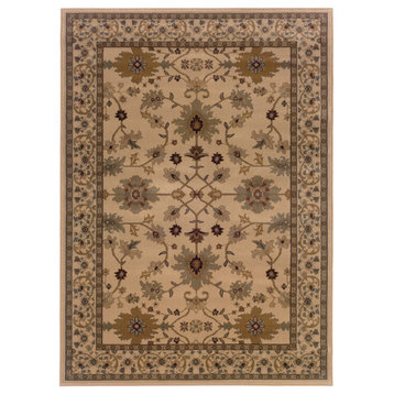 Astoria Bordered Traditional Ivory/Green Rug, 9'10" x 12'9"