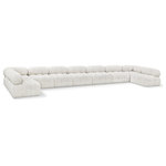 Meridian Furniture - Ames Boucle Fabric U-Shaped Modular Sectional, Cream, 9-Piece: 7 Armless Chair, 2 Corner Chair - Introduce a touch of modern sophistication to your living area with the exquisite Ames Boucle Fabric Sectional. With plush cream boucle fabric and unique design, it will elevate the visual appeal of your living space. This elegant and captivating sectional can be mixed and matched with other pieces from the collection to create an endless array of stunning looks. So, get ready to transform your living area into an inviting and stylish haven with the Ames Boucle Fabric Sectional.