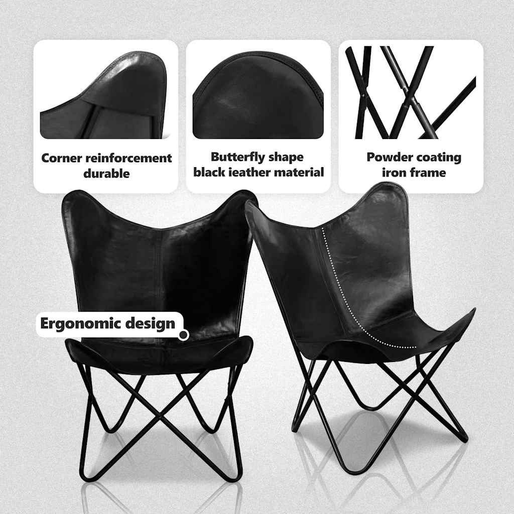 vidaXL Butterfly Chair, Versatile Utility 26" x 29.1" x 35.4", Black