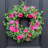 Pink Rose, Lilac, Eucalyptus and Green Berry Pink Butterfly Wreath, 26"