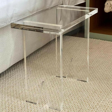 Modern Glass and Lucite Side End Tables