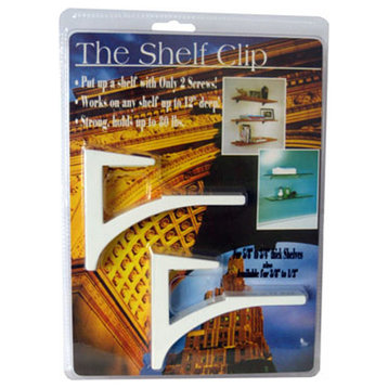 The Shelf Clip For 5/8"-3/4" Thick Shelves, White Gloss