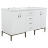61" Double Sink Vanity, White Finish With White Quartz And Oval Sink