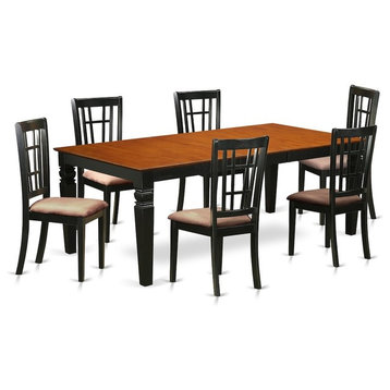 7-Piece Dinette Set With a Dining Table and 6 Chairs, Black and Cherry