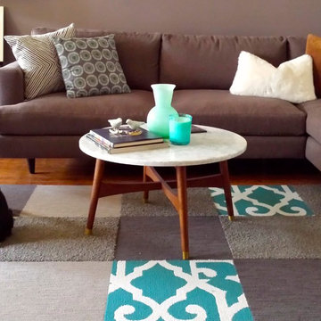 Mid Century Mod Brown Sectional w/ Cat | The Sofa Company