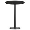30'' Round Black Laminate Table Top with 18'' Round Bar Height Table Base