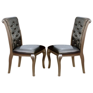 Faux Leather Upholstered Side Chair, Champagne