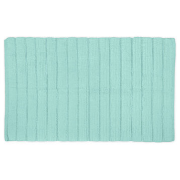 DII 24x17" Modern Cotton Ultra Soft Ribbed Chunky Bath Rug in Mint Blue