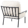 Pemberly Row Loki Off White and Matte Black Faux Fur Accent Chair