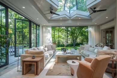 Inspiration for a large transitional slate floor sunroom remodel in DC Metro with a skylight