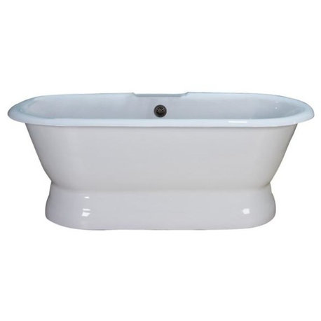 Marci Dual Cast Iron Bathtub With Pedestal, 61", Floor Mount