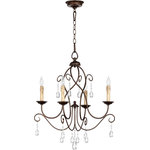 QUORUM INTERNATIONAL - QUORUM INTERNATIONAL 6116-4-86 Cilia 4-Light Chandelier, Oiled Bronze - QUORUM INTERNATIONAL 6116-4-86 Cilia 4-Light Chandelier, Oiled BronzeSeries: CiliaProduct Style: TransitionalFinish: Oiled BronzeDimension(in): 25.5(H) x 22(W)Bulb: (4)60W Candelabra Base(Not Included)UL Type: Dry