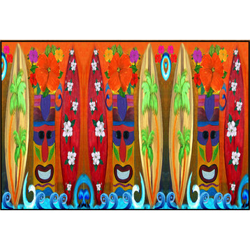 Surfboards Tiki Man Tropical Design Floor Mat from My Art, 36"x60"