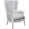 CARLOW Occasional Chair White Paint Patina Rattan Linen-Polyester
