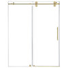 Lazaro Single Sliding Frameless Shower Door, Clear, Brushed Gold, 60"wx78"h